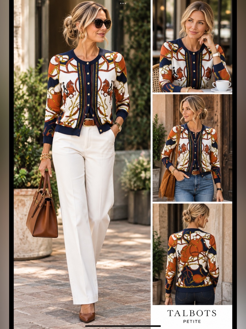 Talbots Petite Equestrian Horse Chain Print Cardigan Sweater P
Preppy Bridle